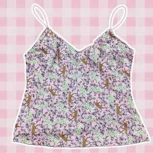 Victoria’s Secret Y2K Style Pastel Pink Retro Tiger Print Camisole Size Small